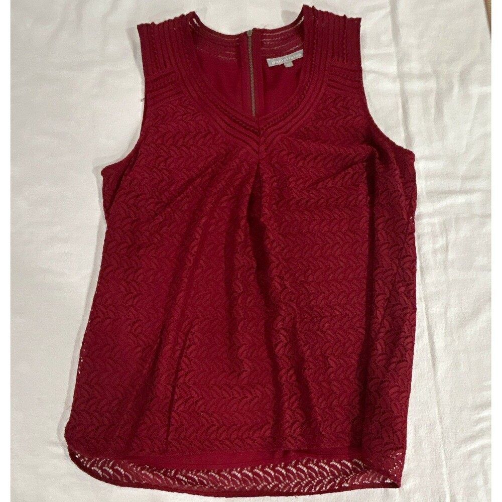 danielrainn Women’s Red Lace V-Neck Sleeveless Lined Zip Back Tank Top L